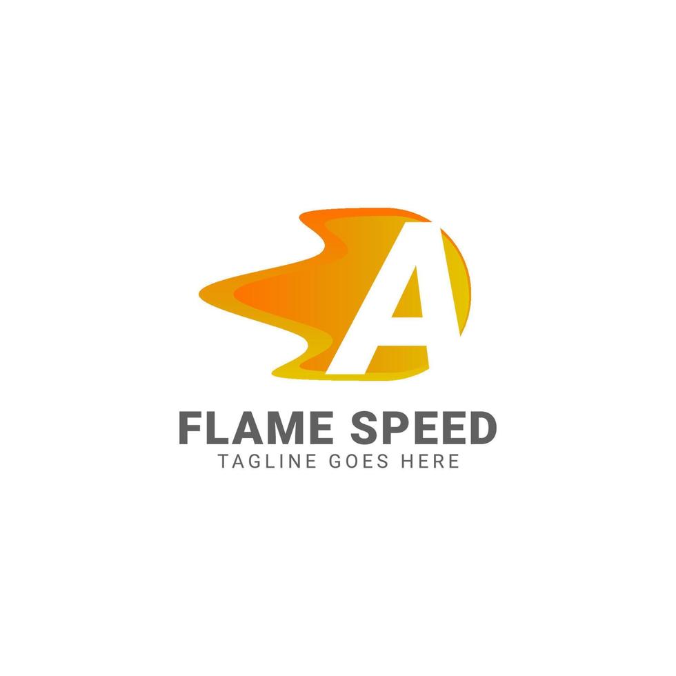 letter A flame speed vector logo design