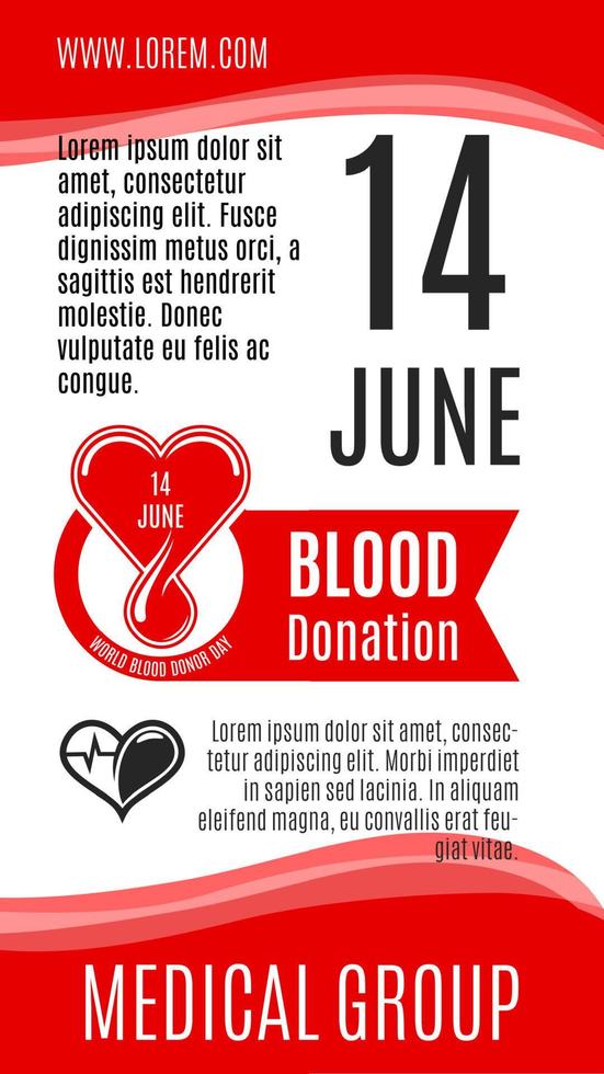 cartel de vector para la donación de sangre del día mundial del donante