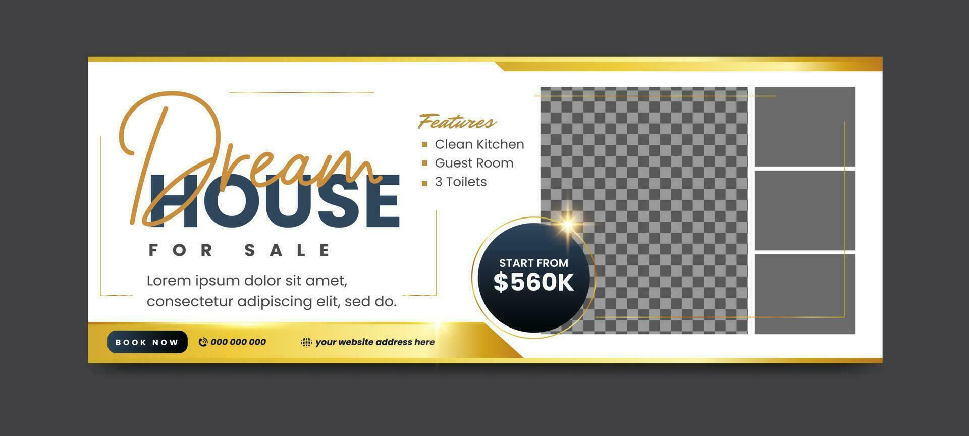 Real estate social media timeline cover banner template vector