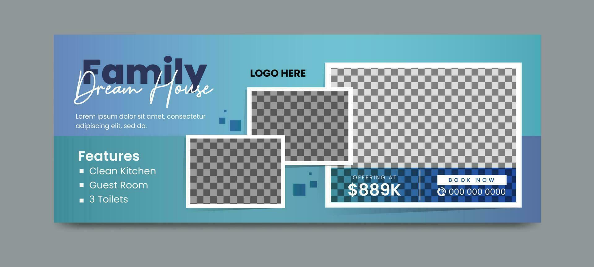 Real estate social media timeline cover banner template vector