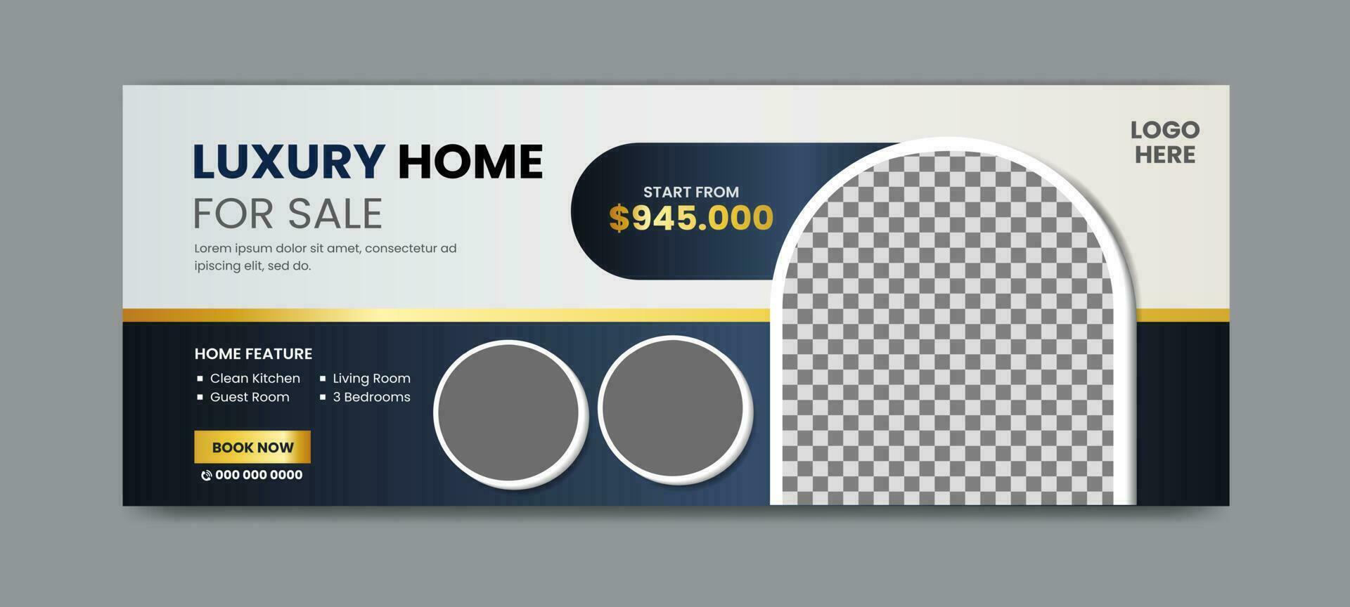 Real estate social media timeline cover banner template vector