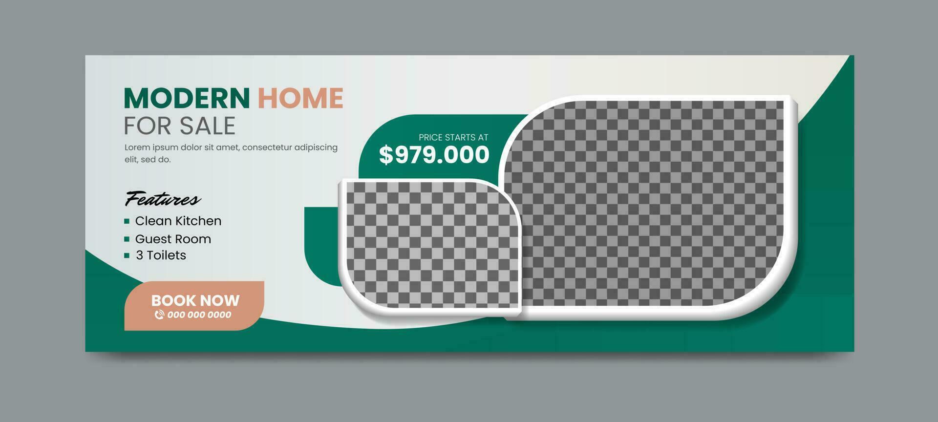 Real estate social media timeline cover banner template vector