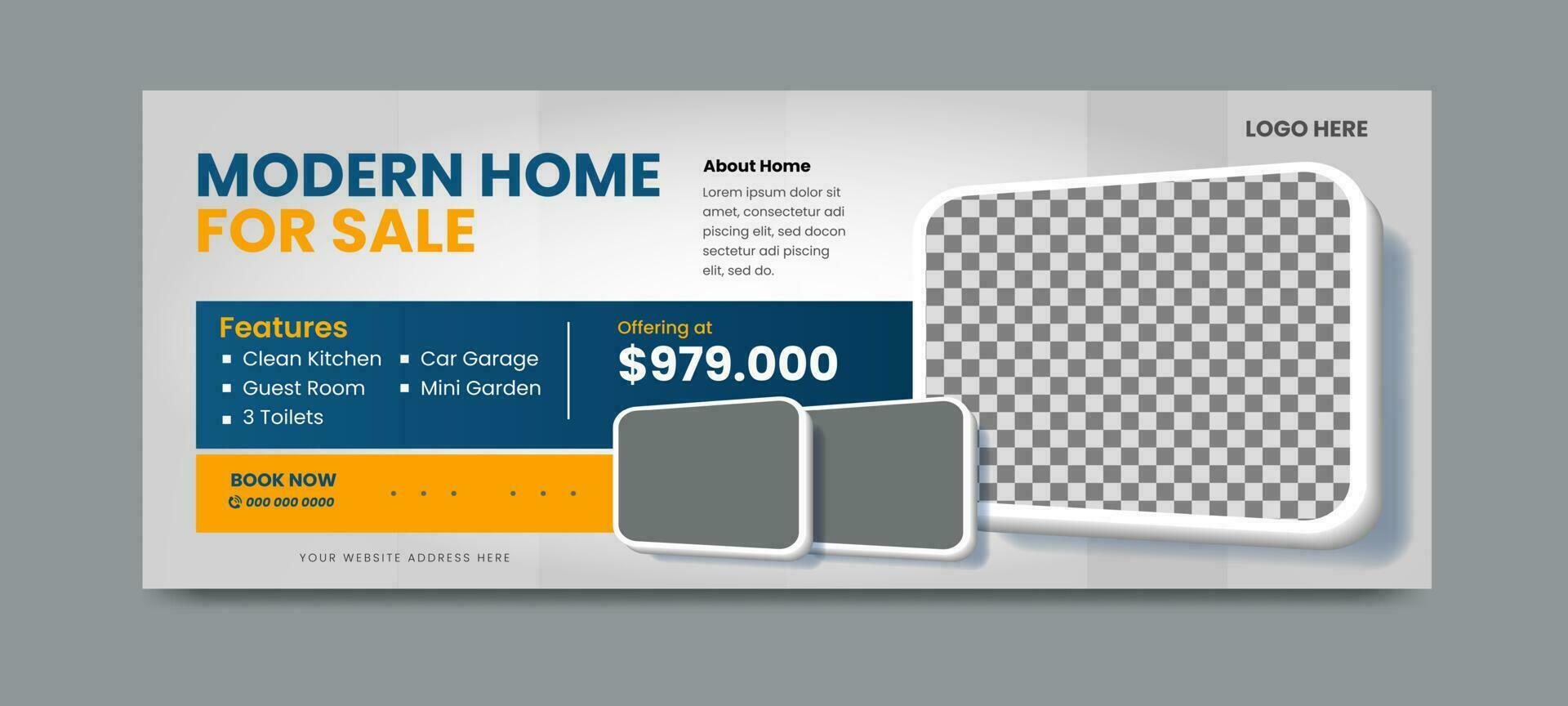 Real estate social media timeline cover banner template vector