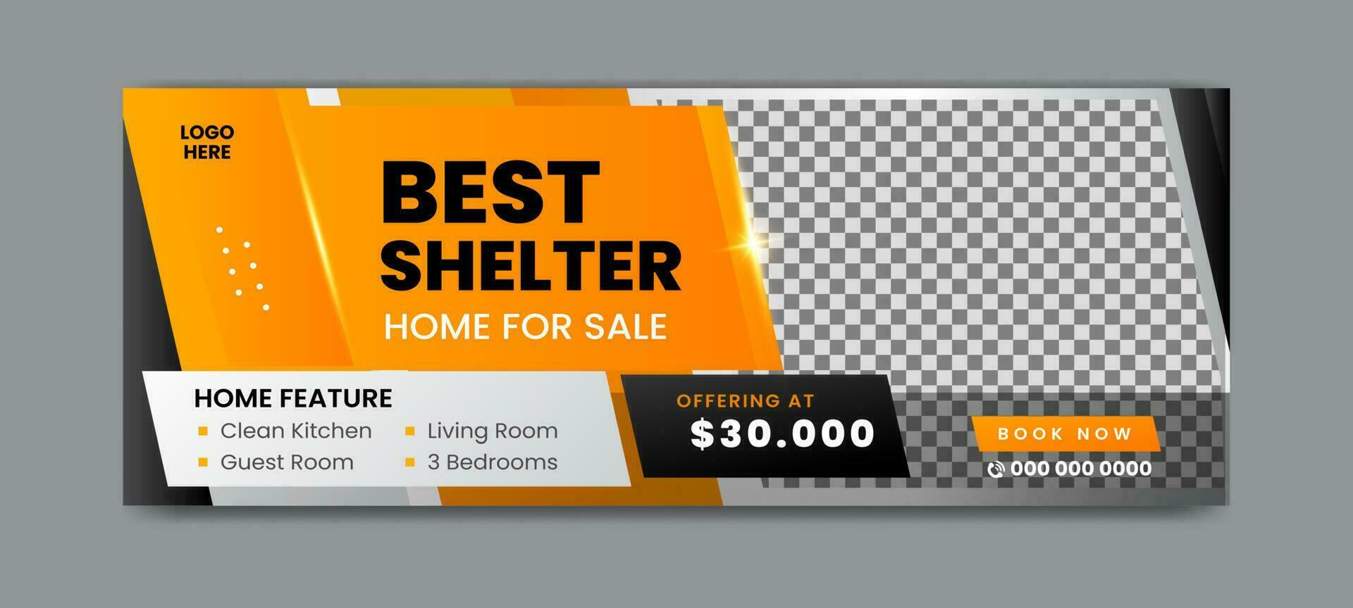 Real estate social media timeline cover banner template vector