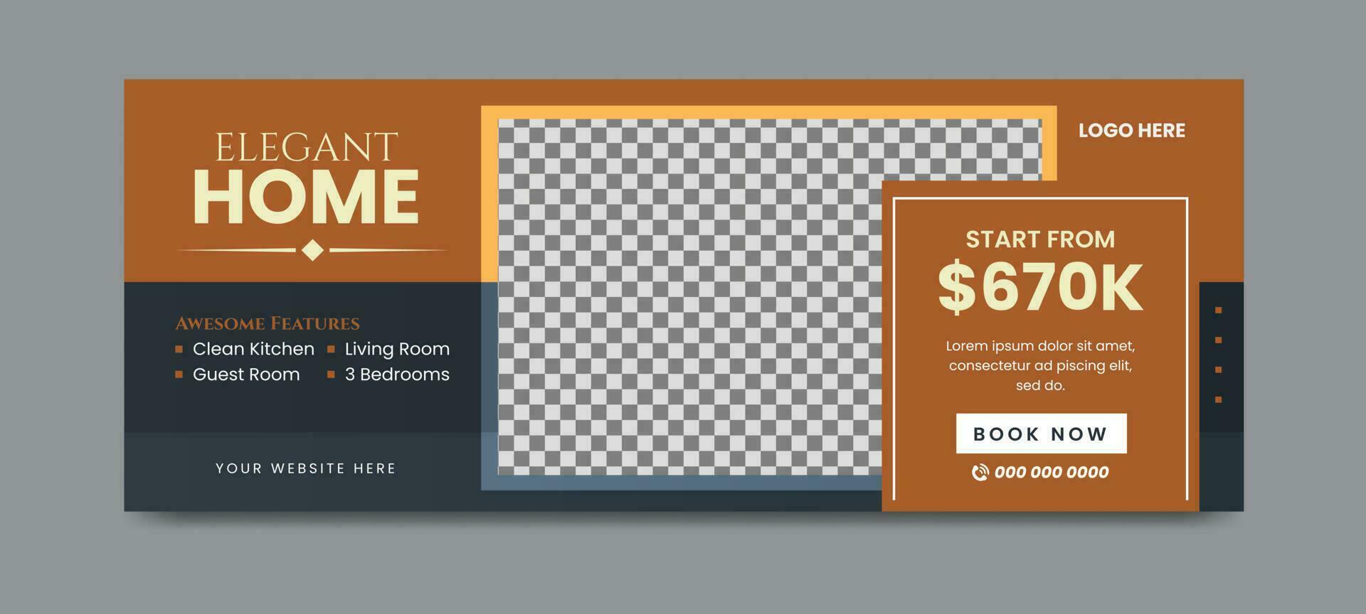 Real estate social media timeline cover banner template vector