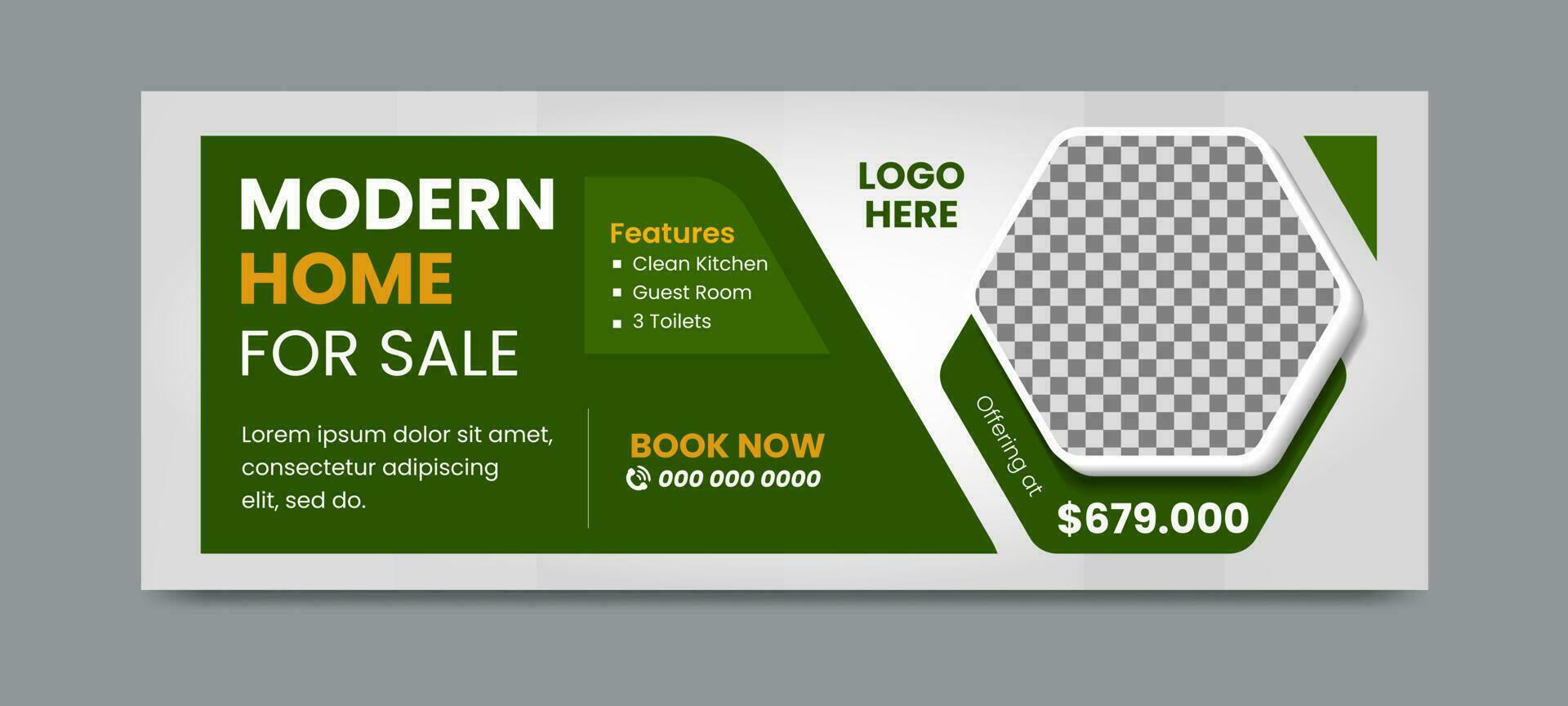 Real estate social media timeline cover banner template vector