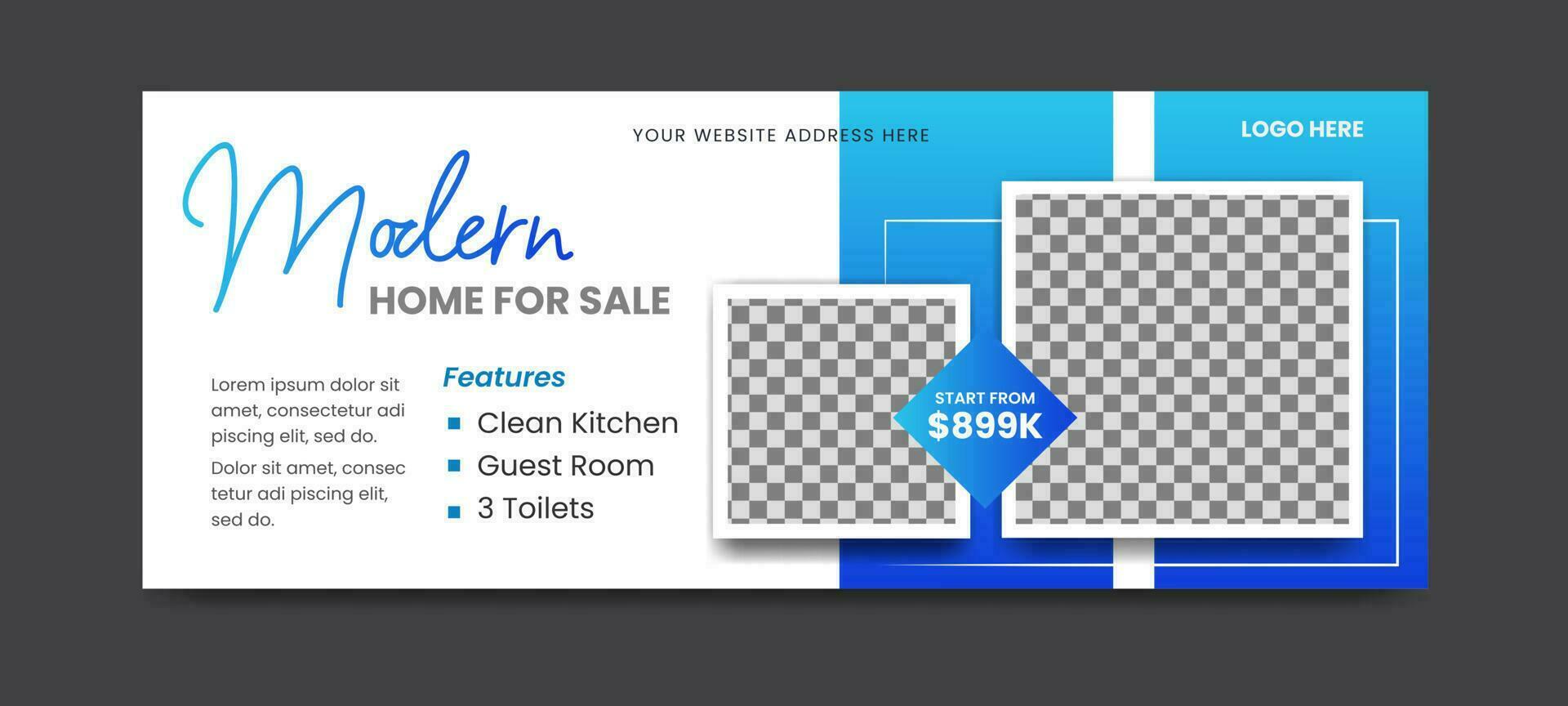 Real estate social media timeline cover banner template vector