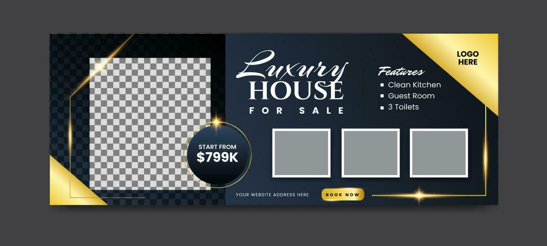 Real estate social media timeline cover banner template vector