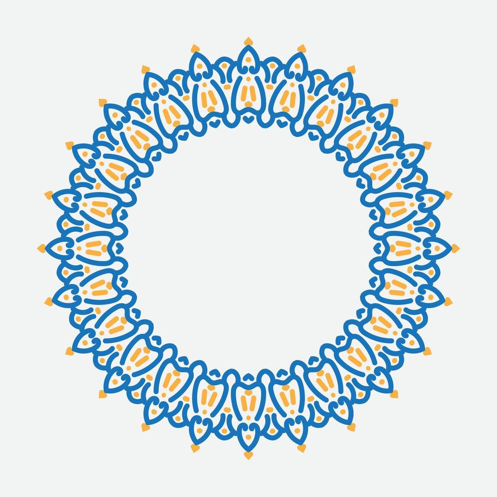 decorative round frame for design with floral arabic ornament. Circle frame. Template for cards, invitations, books, for textiles, engraving, wooden furniture, forging, etc vector