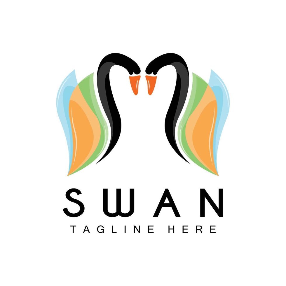 Swan Logo, Bird Animal Design, Duck Logo, Product Brand Label Vector