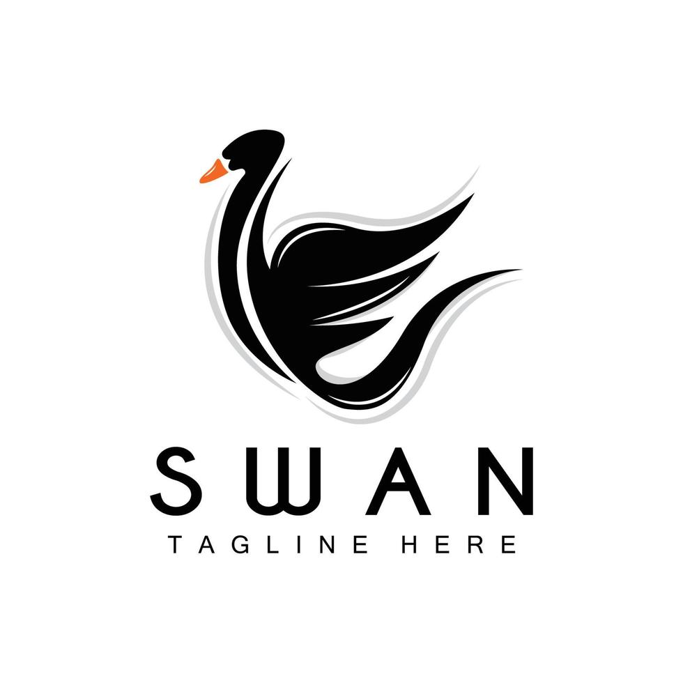 logotipo de cisne, diseño de animales de aves, logotipo de pato, vector de etiqueta de marca de producto