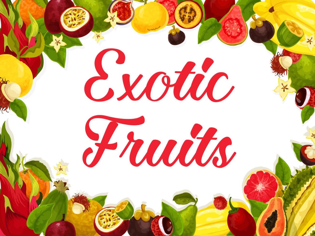 cartel de vector de cosecha de frutas exóticas tropicales