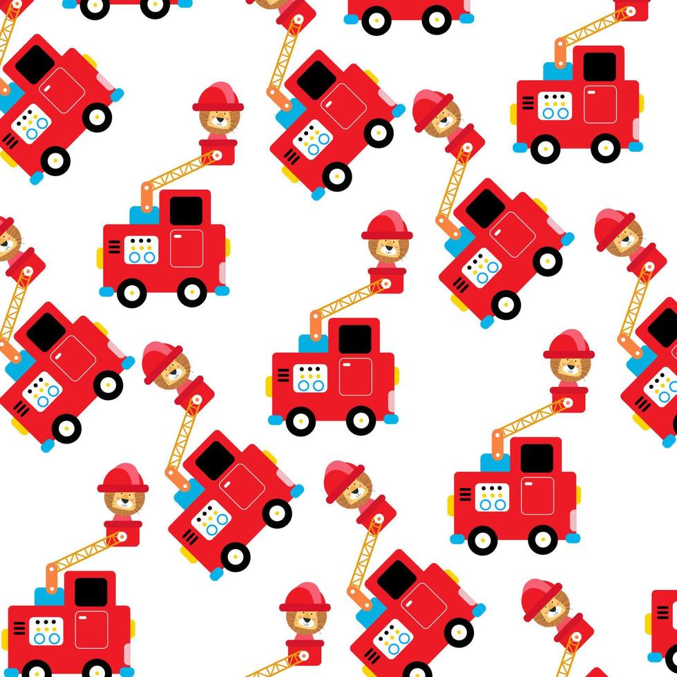 Seamless pattern with fire engines perfect for wrapping paper vector