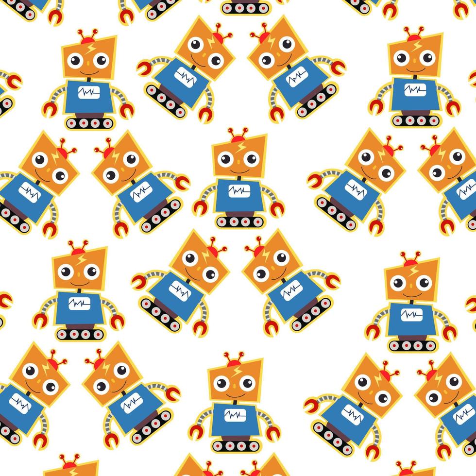 Seamless pattern with cute robot variations perfect for wrapping paper vector