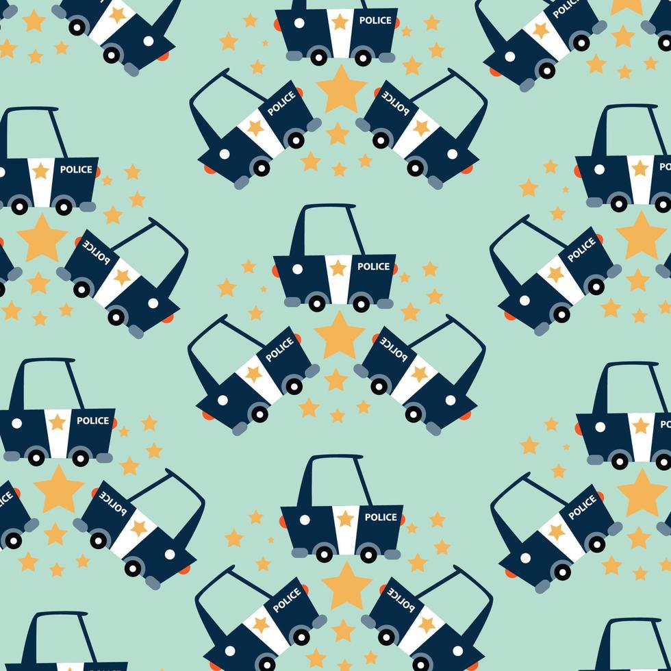 Seamless pattern with police car perfect for wrapping paper vector