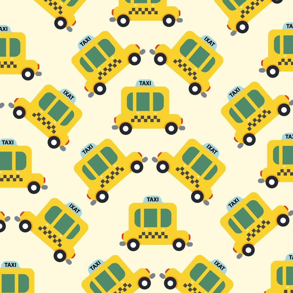 Seamless pattern with taxi car perfect for wrapping paper vector