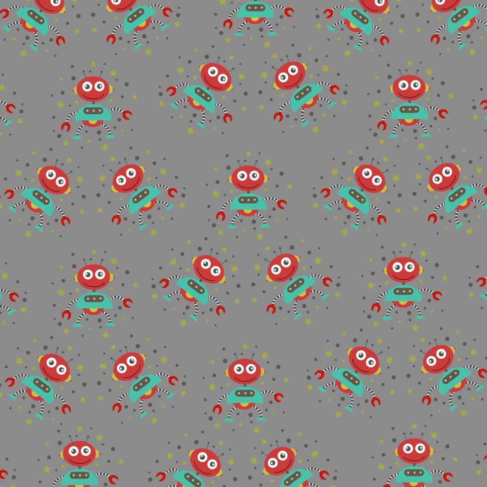 Seamless pattern with cute robot variations perfect for wrapping paper vector