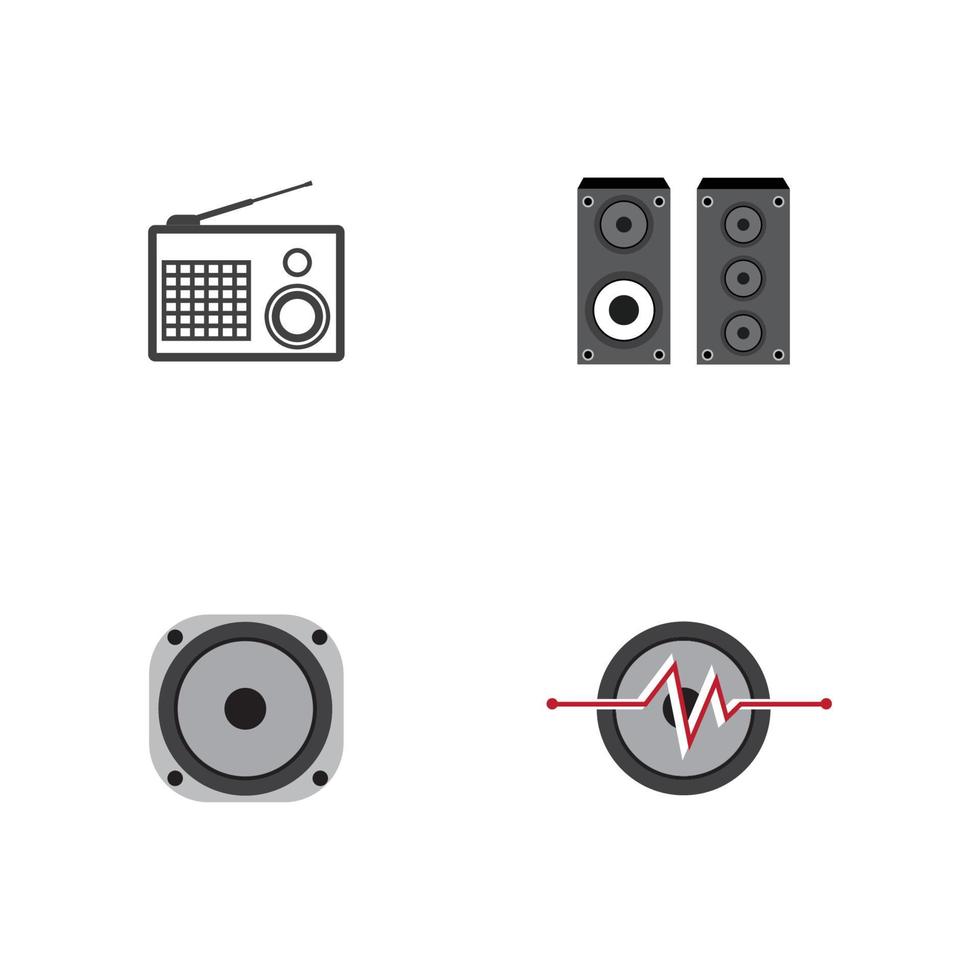 altavoces acústicos en cuerpo de madera plano vector