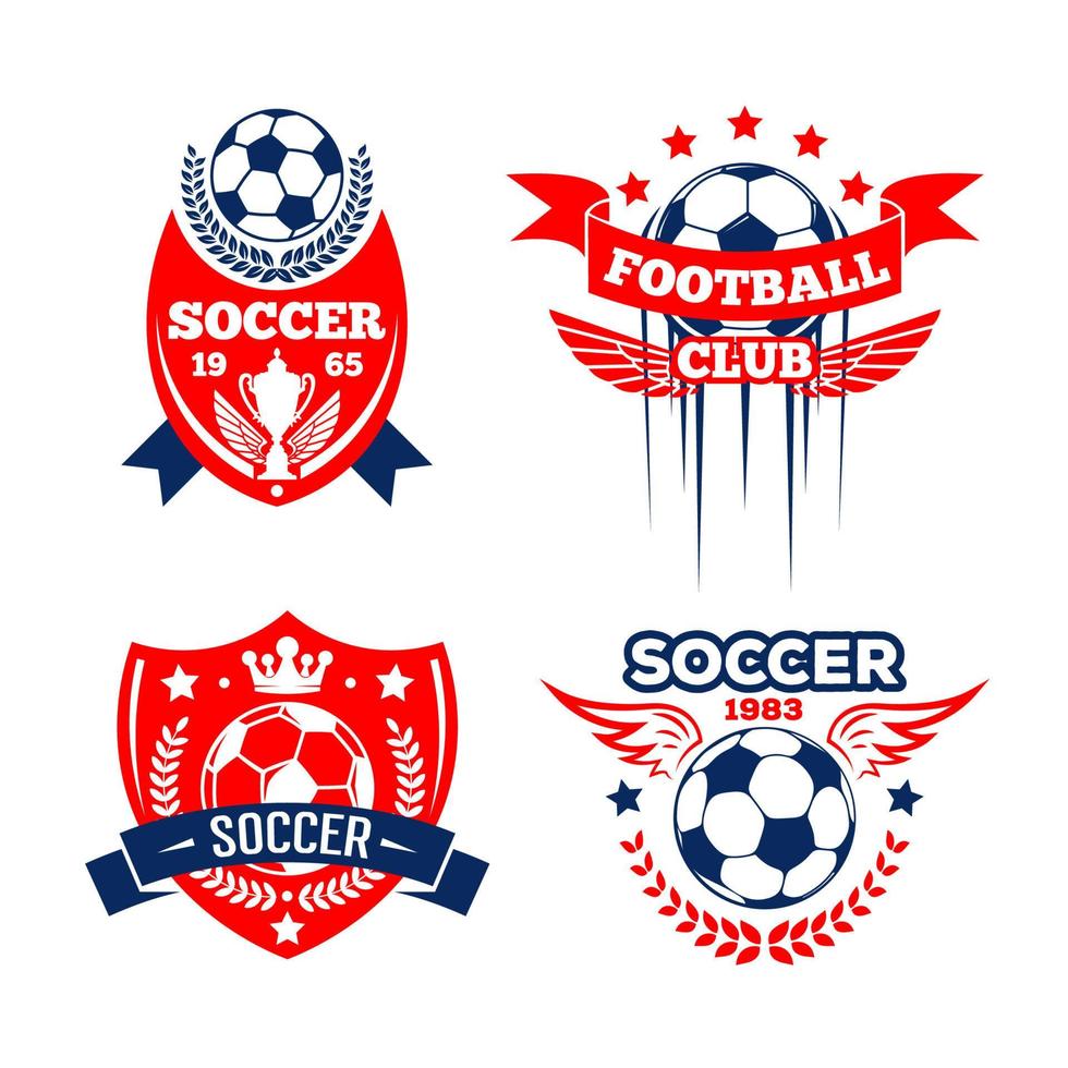 Football sport club of soccer game badge set vector