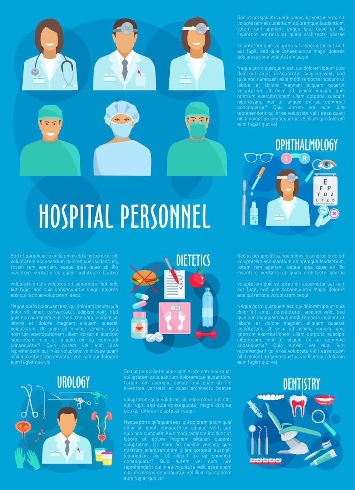 cartel de personal médico y médico del hospital. vector