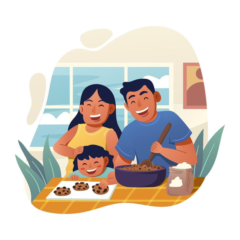 tiempo en familia con galletas para hornear vector