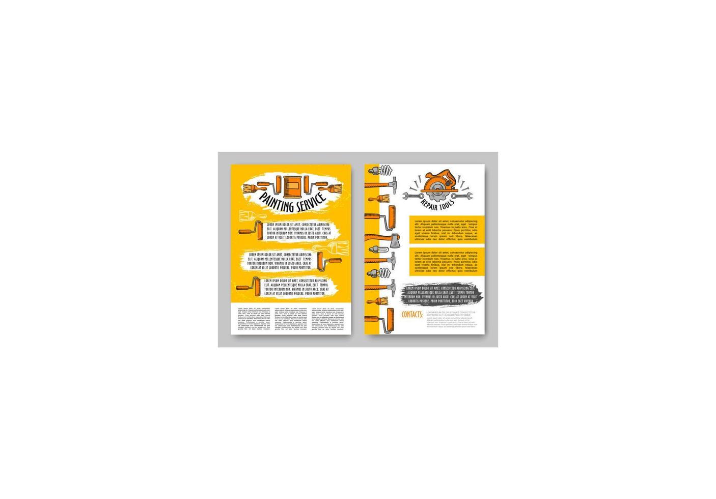 Repair and paint tool poster, construction design vector