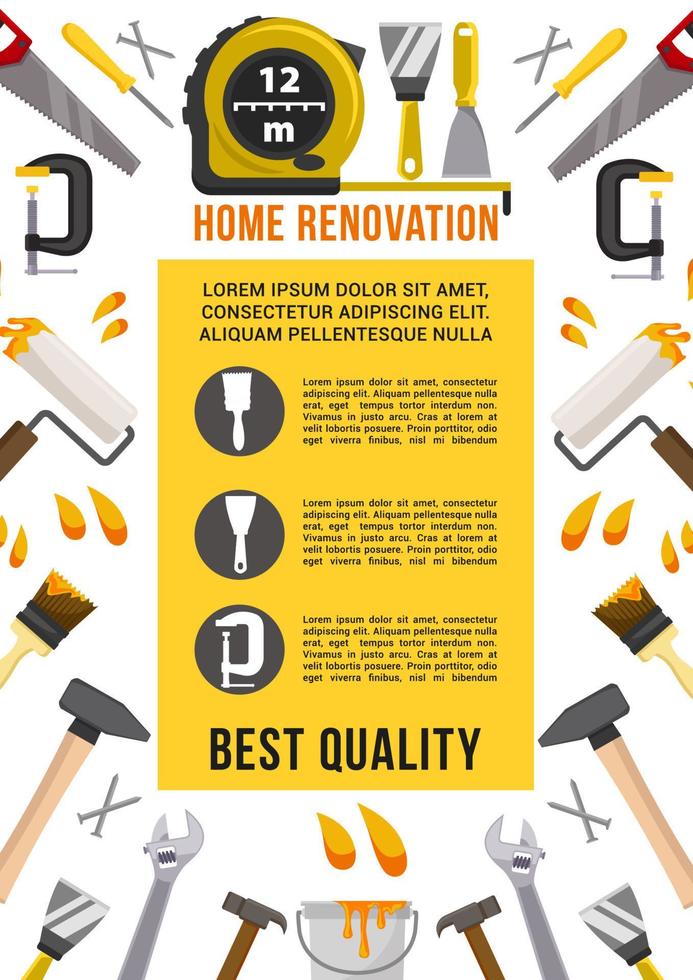 Vector poster house renovation repair work tools