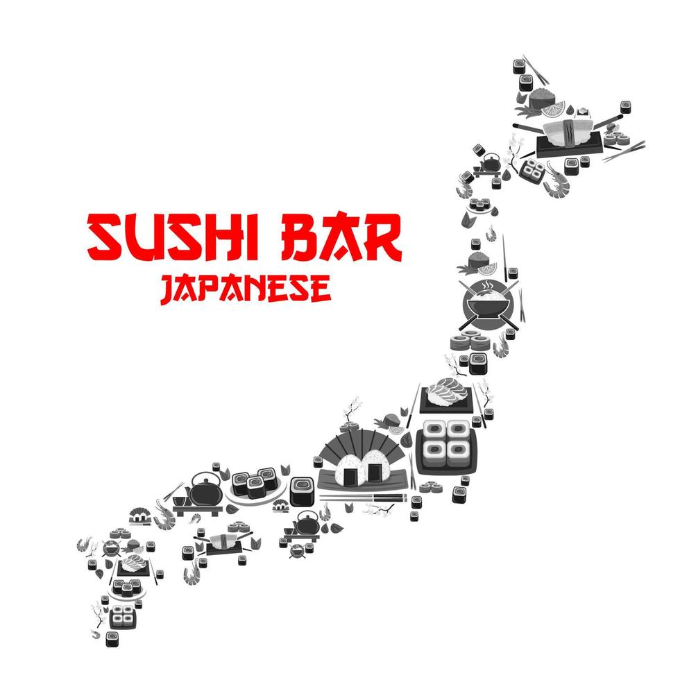 cartel de vector para restaurante de bar de sushi japonés