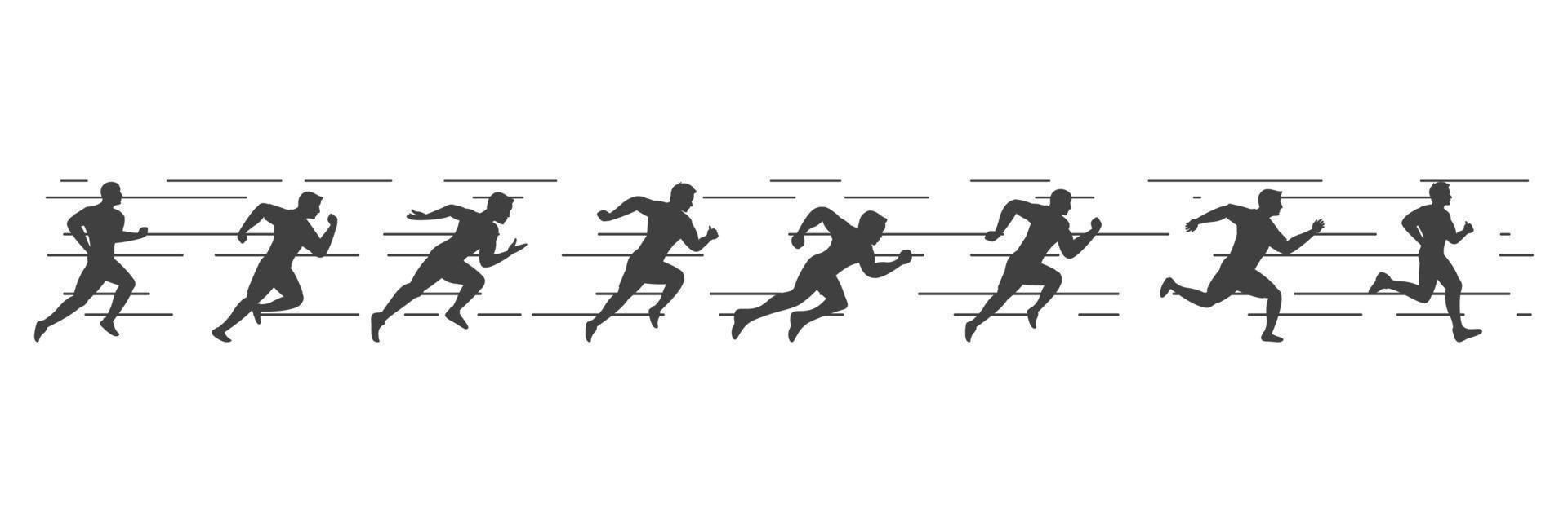 Ilustración de icono de vector de silueta de carrera deportiva