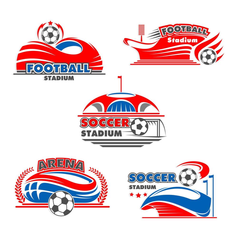 Vector icons of soccer arena or football stadium