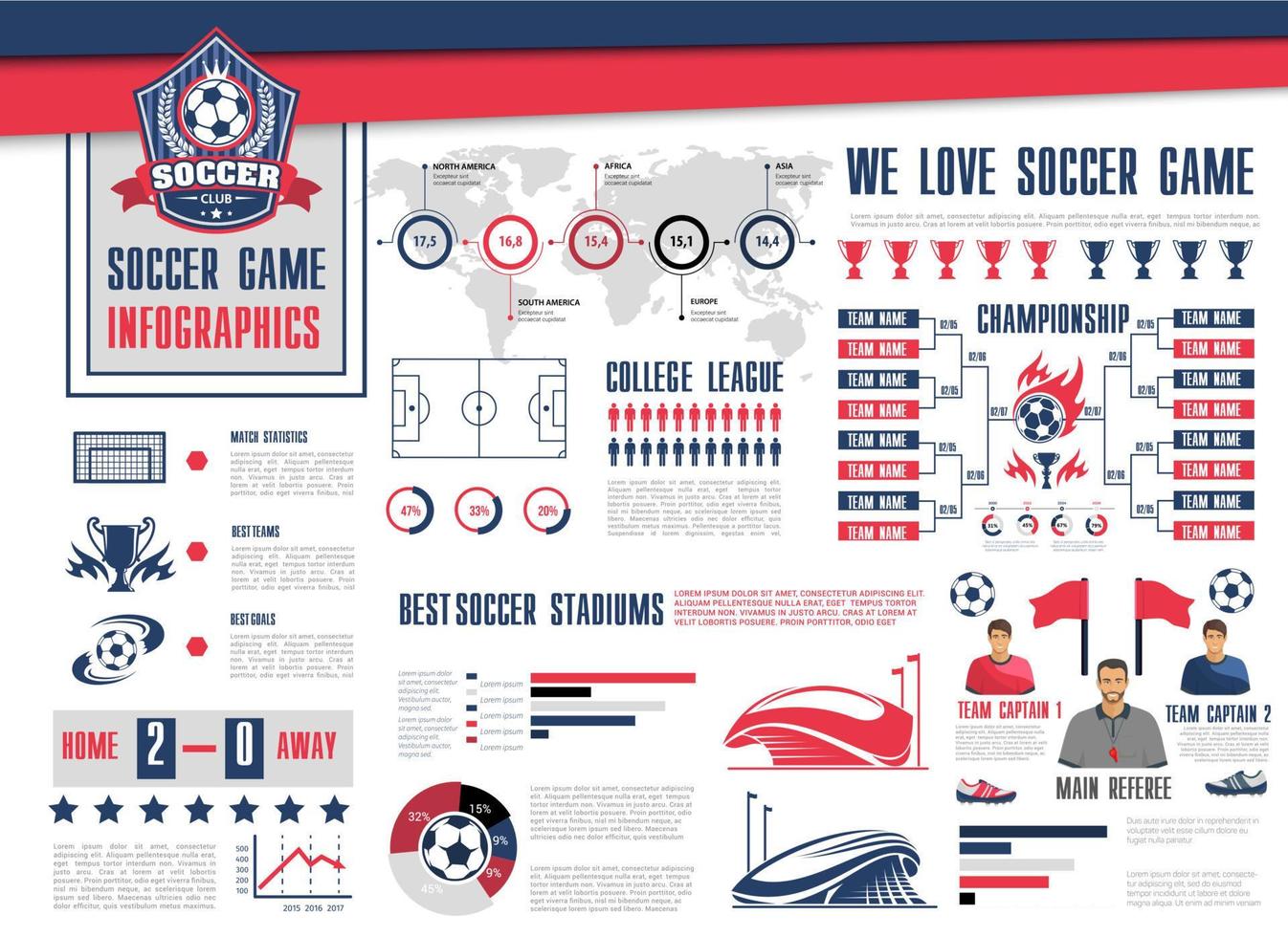 Soccer or football sport game infographic design vector