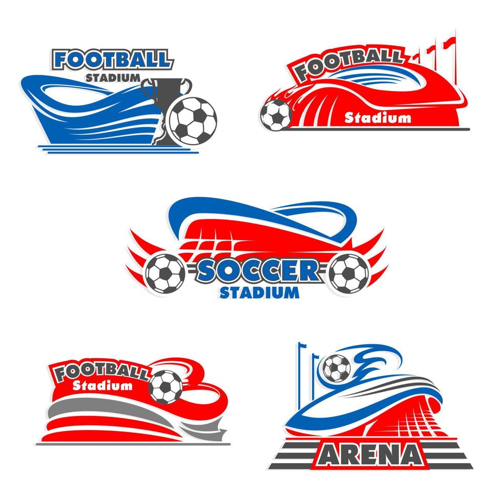 Football stadium and soccer sport arena icons vector
