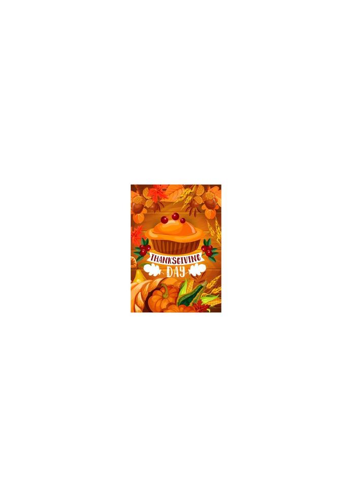 Thanksgiving pumpkin pie banner on wood backgorund vector