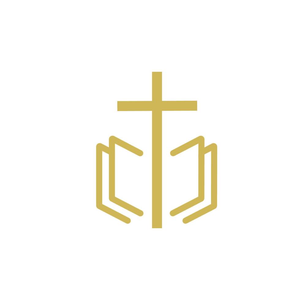 diseño de logotipo de arte de línea cristiana de iglesia, símbolos cristianos. vector