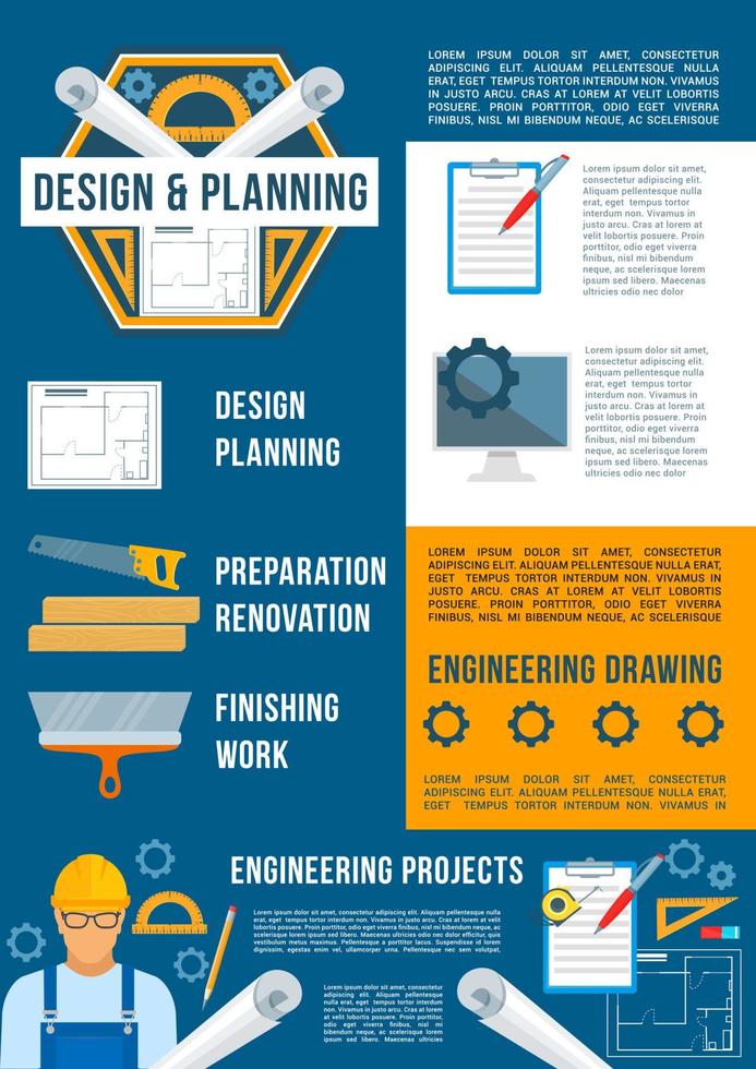 cartel de la industria de la construcción y la construcción vector