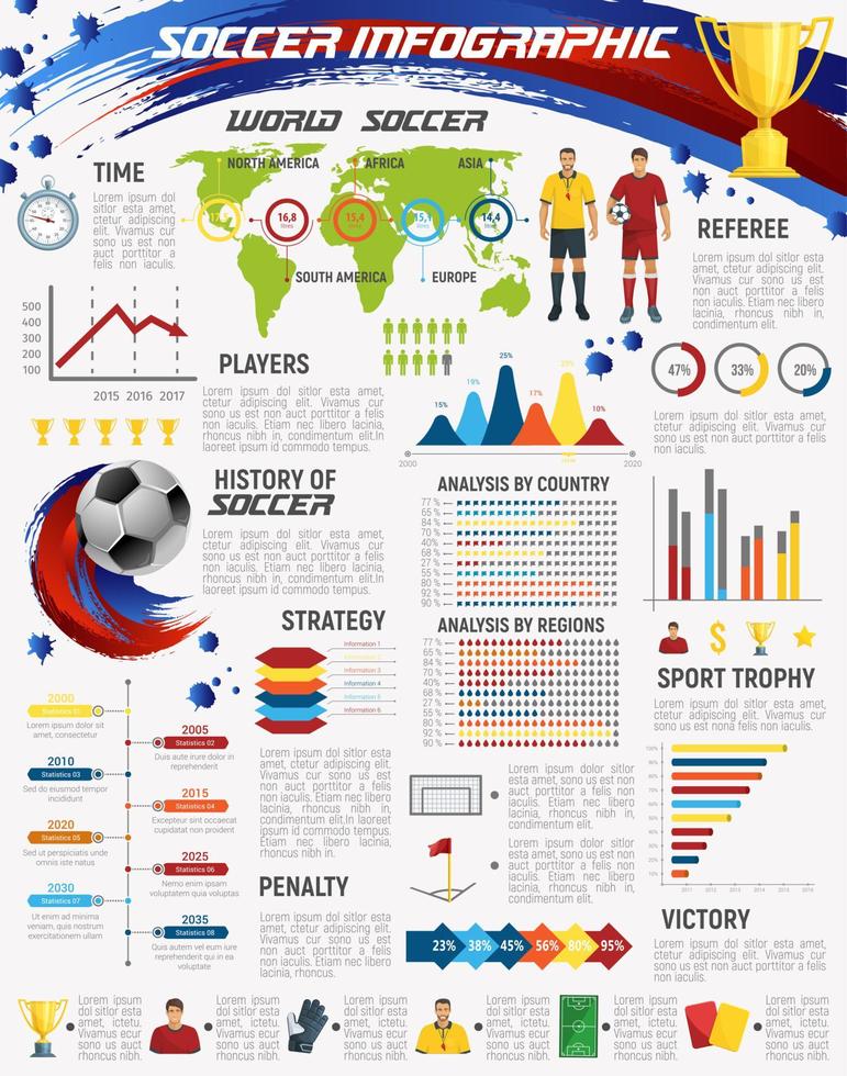 Infografía de juego de fútbol y club deportivo de fútbol. vector