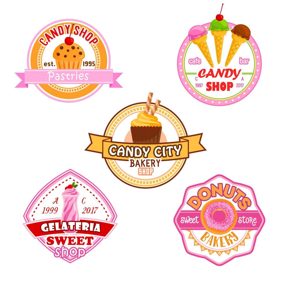 iconos vectoriales dulces para la tienda de golosinas vector