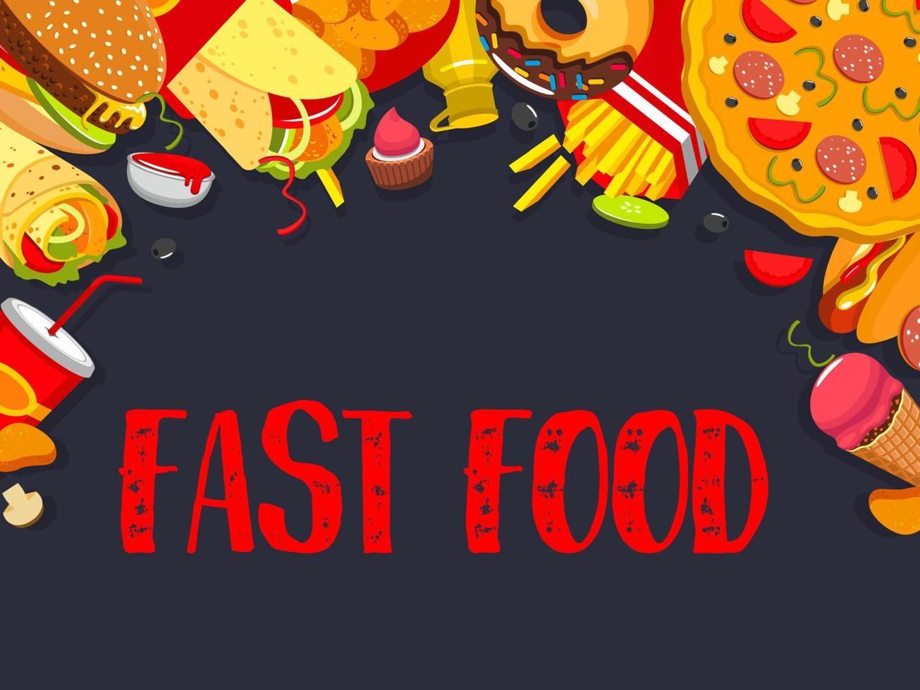 Fast food vector fastfood snacks meals poster