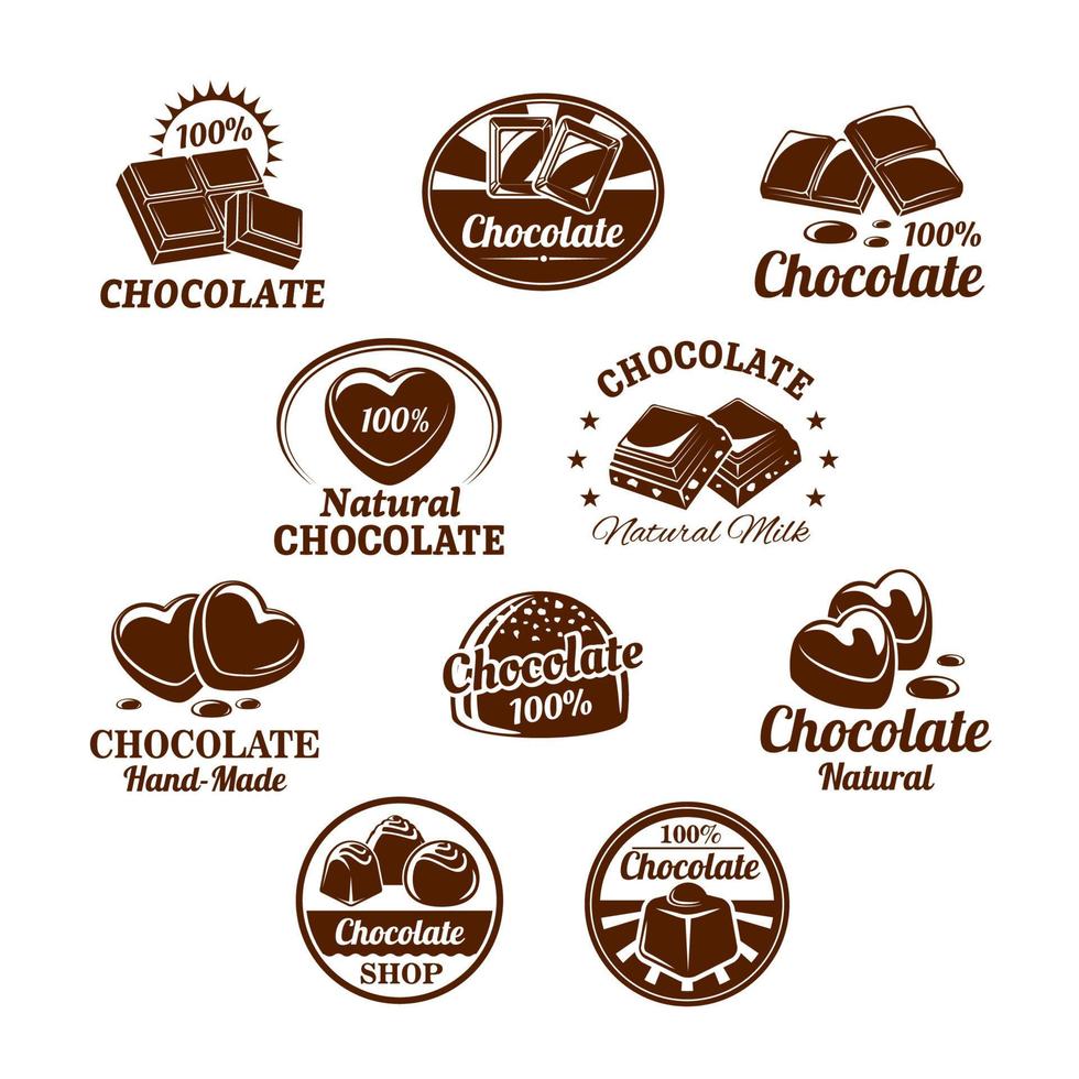 conjunto de iconos vectoriales para postres de chocolate vector