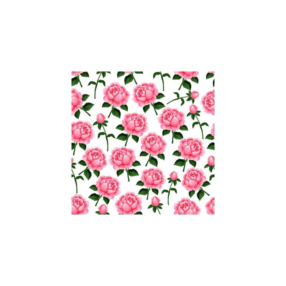 Seamless pattern of vector spring roses flowers