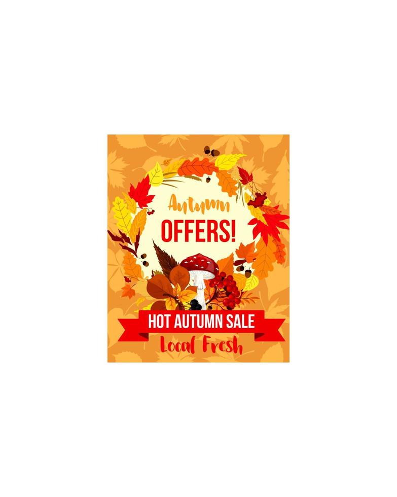 Autumn sale special offer poster template design vector