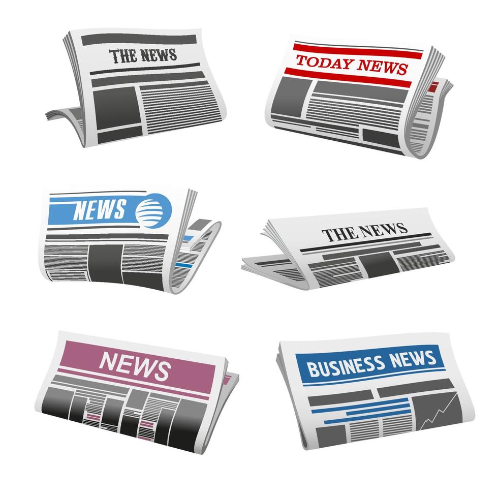 Newspaper daily news vector isolated icons