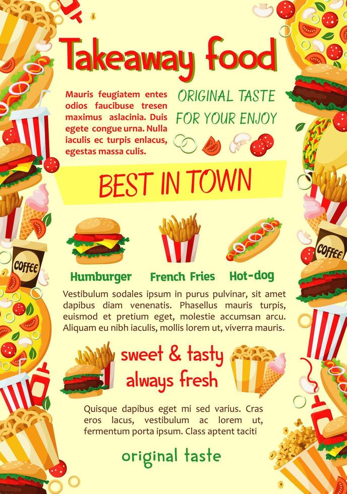 Fast food burger and drink banner template vector