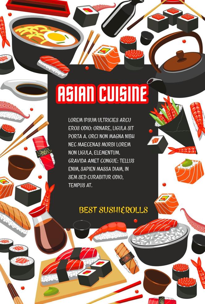 Vector poster for Japanese sushi Asian restaurant