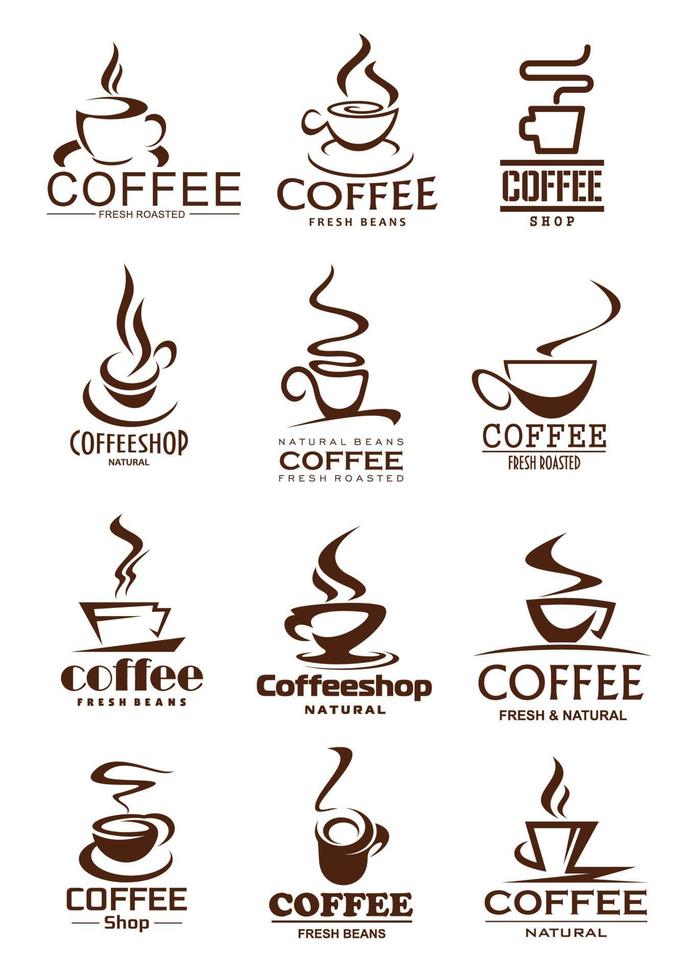 Coffee cup icons for coffeeshop and cafe design vector