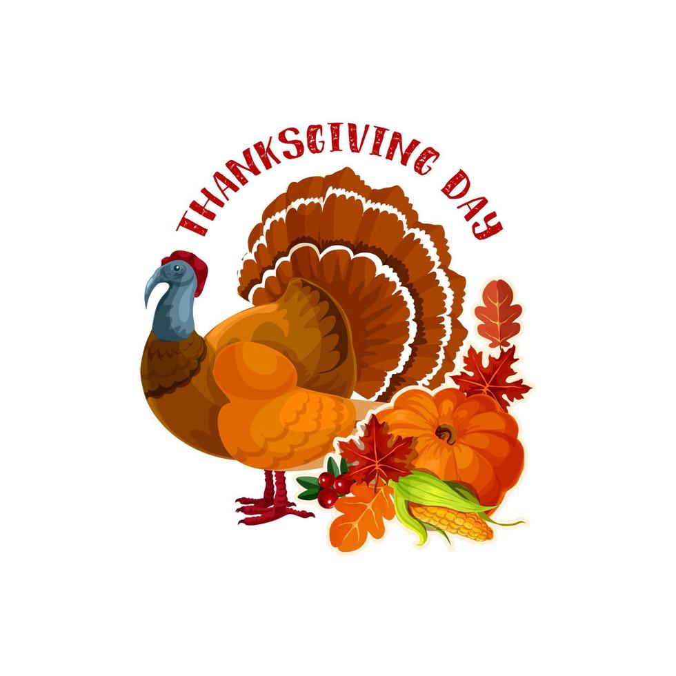 Thanksgiving Day turkey and autumn pumpkin symbol vector