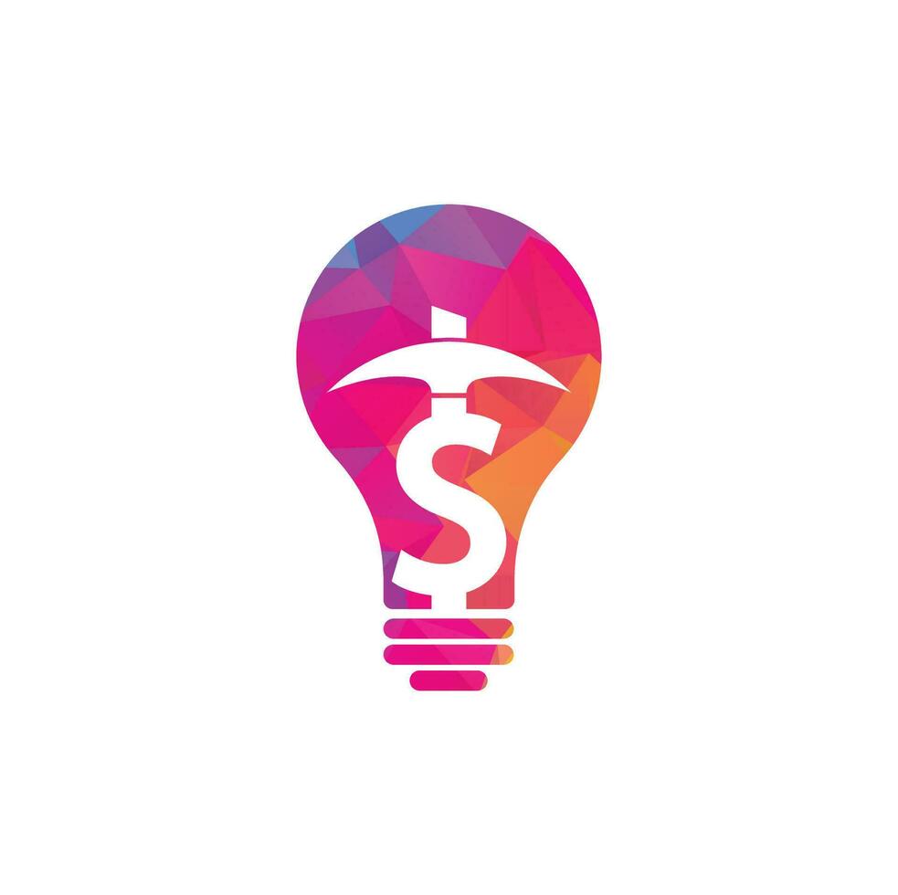 Mining bulb shape concept Logo Design. Mining industry logo design template. Dollar mining logo vector illustration