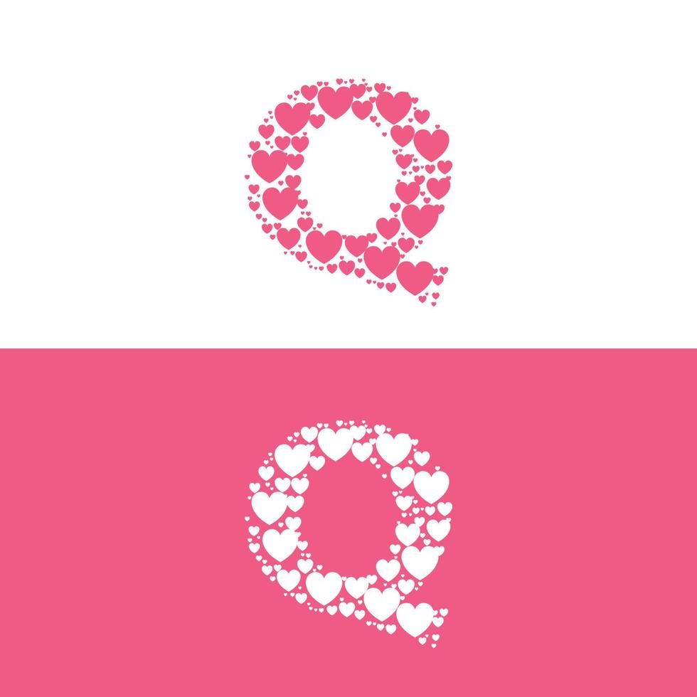 Q love letter logo beauty vector