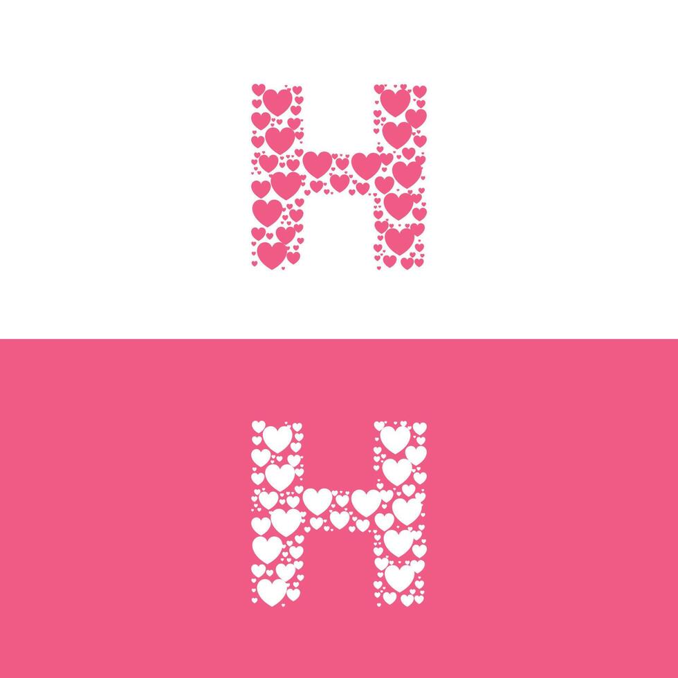 H love letter logo beauty vector