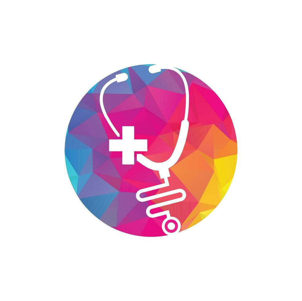 Medical health vector health logo with cross and stethoscope icon symbol. Cross health logo